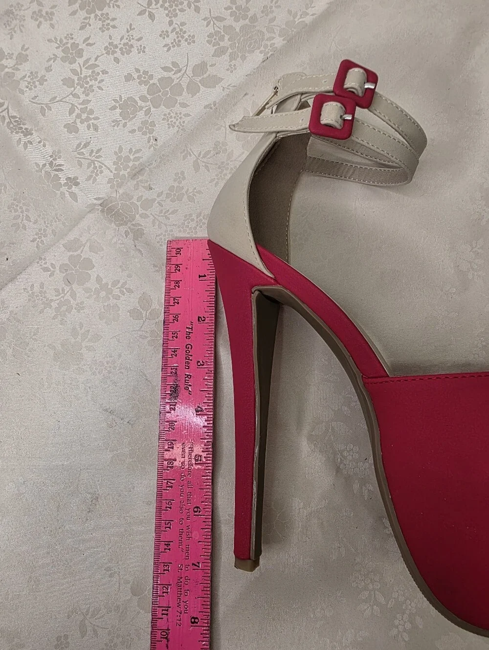 Shoe Republic LA Red & Beige Colorblock Platform Stiletto Heels Sz 7.5 NEW